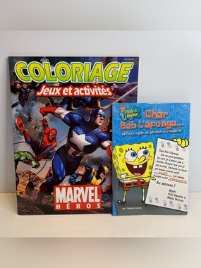 French Immersion Activity Books Marvel Colouring SpongeBob Fill in the Blank